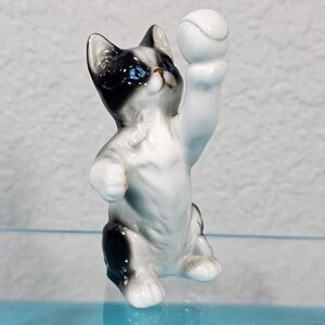 Danbury Mint Cats of Character "Anyone For Tennis?" fine bone china figurine